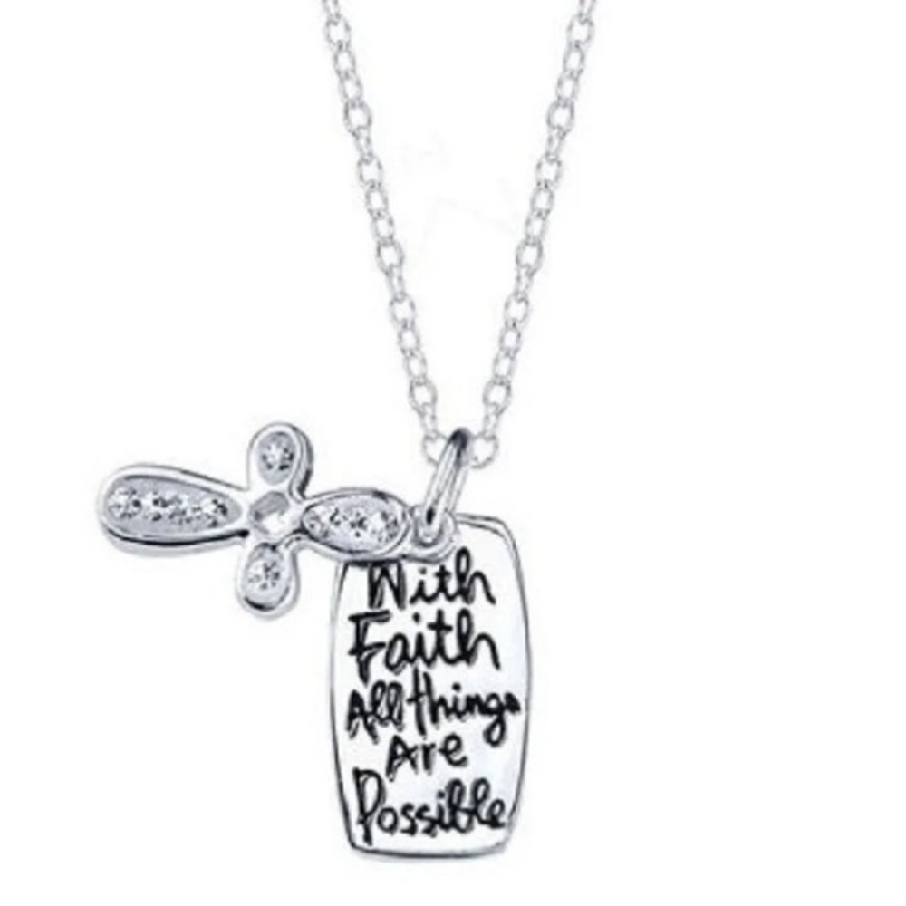 Sterling Silver CZ Diamond Have Faith Necklace